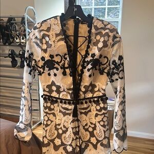 Elegant Black and White Lace Jumpsuit